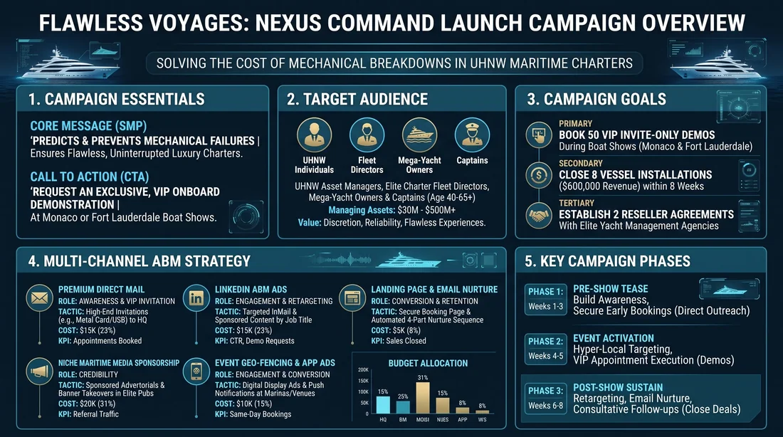 Generated campaign overview document for SeaLine Elite: autonomous luxury yacht management and marine navigation system.